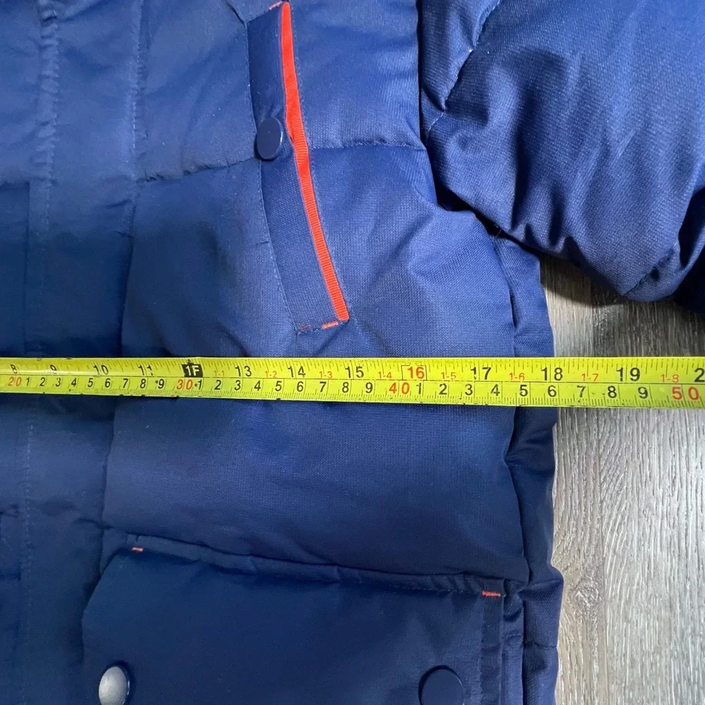 Ultimate Parka Jacket Boys Size 10/12 Navy Blue Faux Fur Hood Puffer Coat